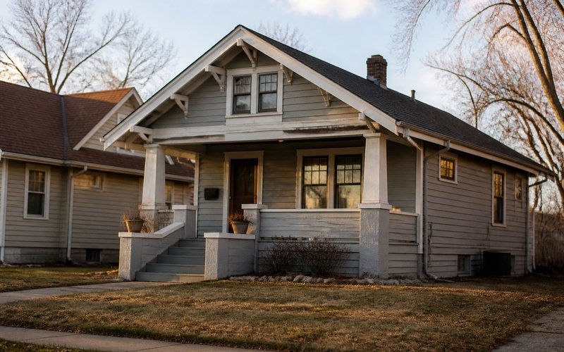 Early American bungalow with a front porch