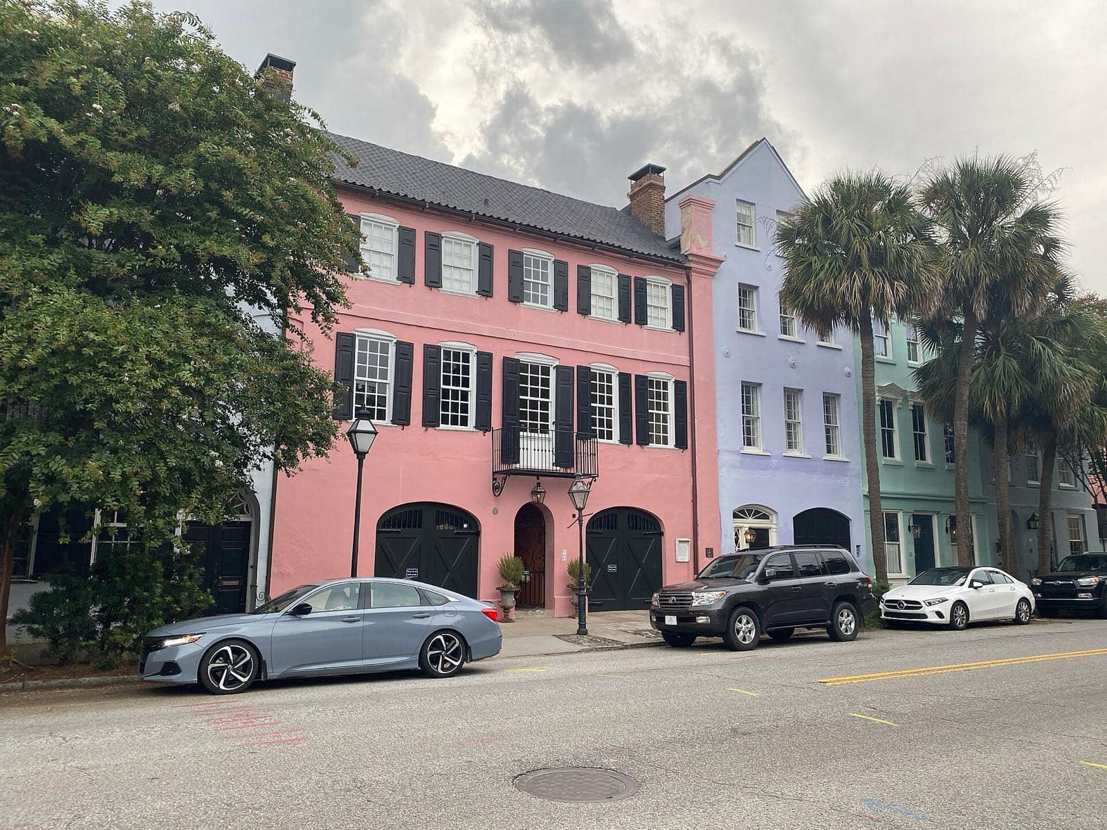 Rainbow Row, the historic pastel houses of downtown Charleston SC