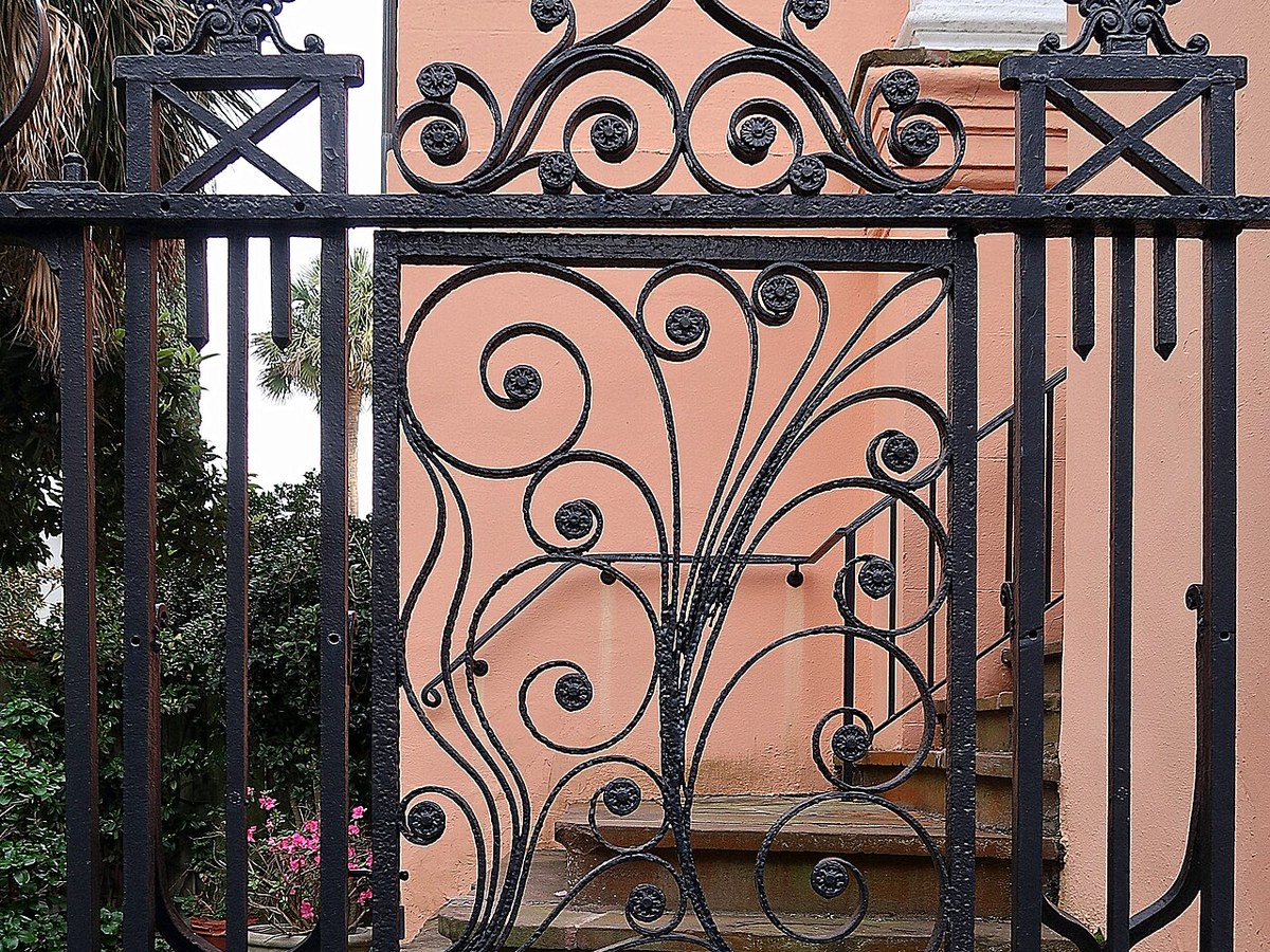 Historic wrought iron gate on Society Street in Charleston