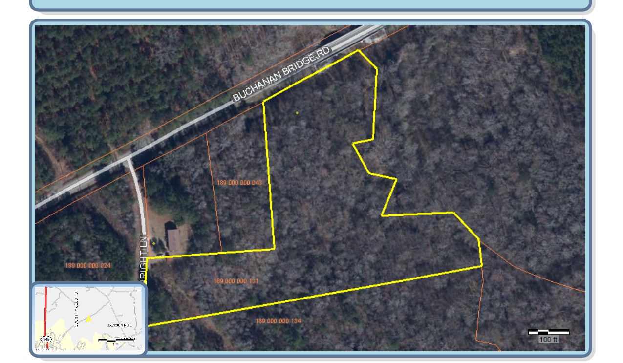 Chesterfield County GIS map of TMS 189 000 000 131 on Buchanan Bridge Rd