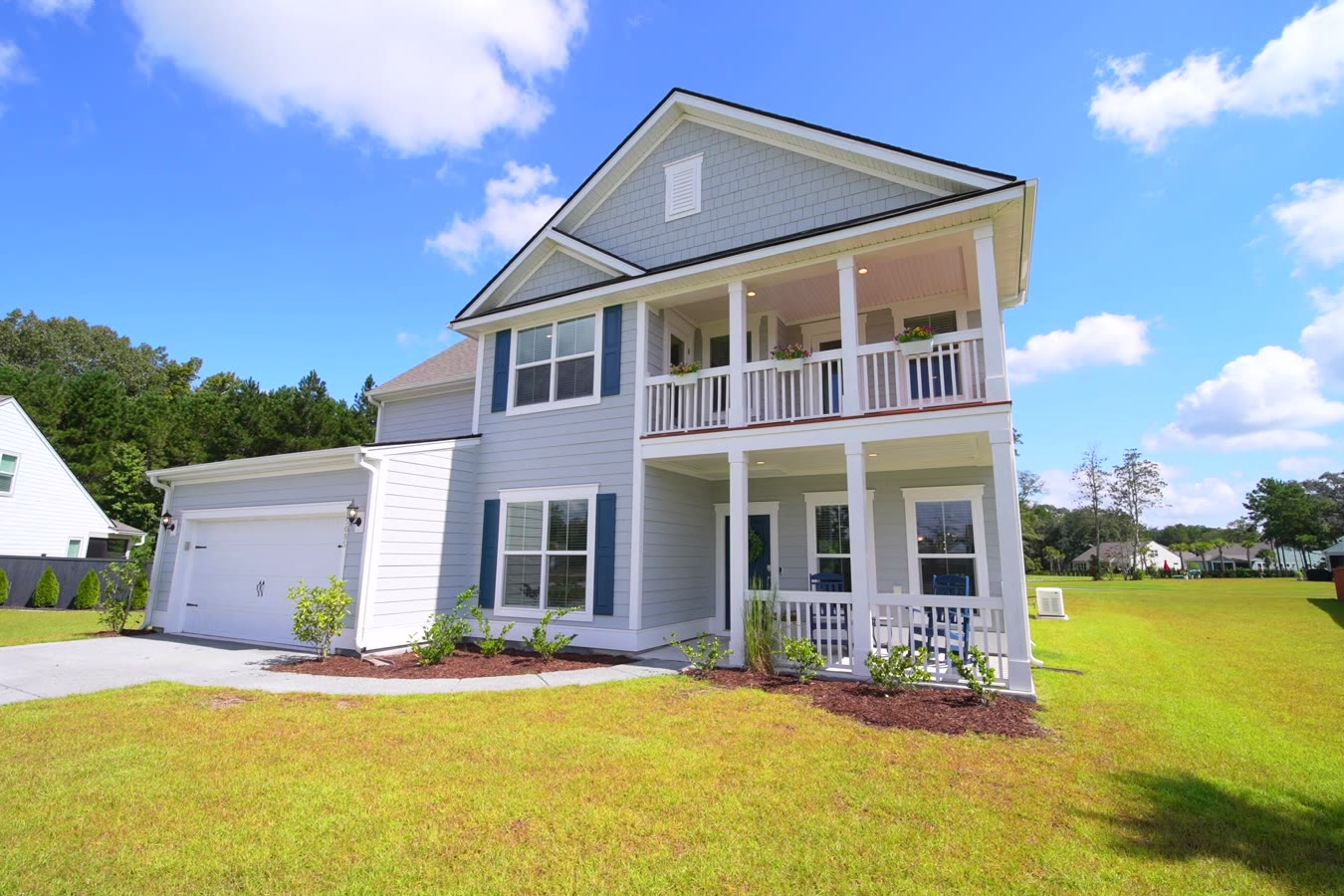 Front of the house showing the double front porches