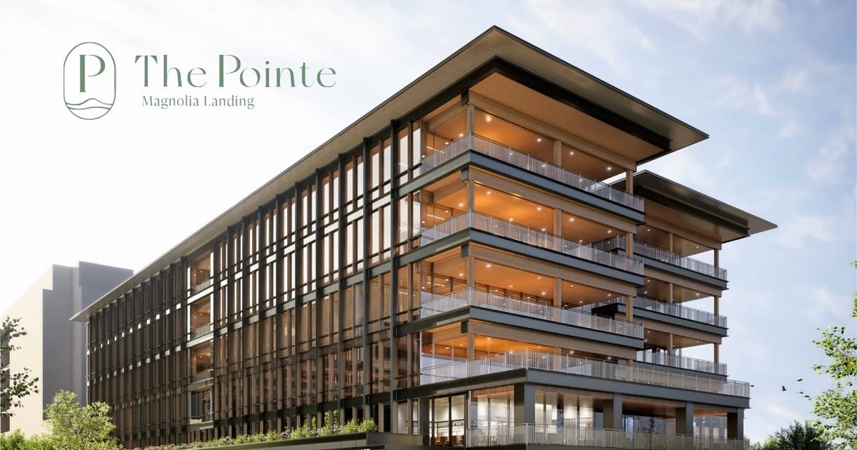 Architectural rendering of The Pointe at Magnolia Landing, a seven-story office building on Charleston's Ashley River waterfront.